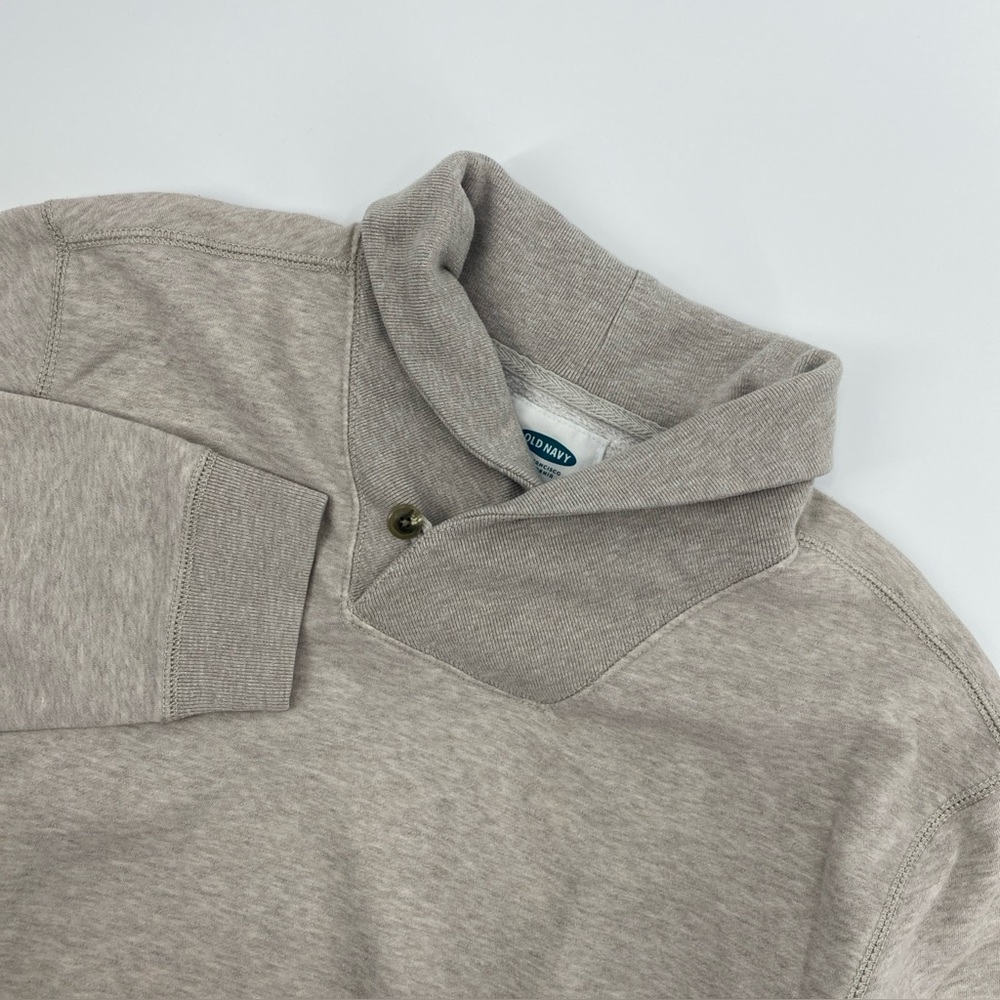Old Navy Sweatshirt Mens XXL Beige Shawl Fleece Minimalist Normcore Weekend 2XL